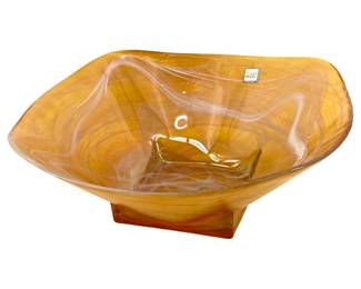 Vidrios San Miguel Recycled Orange Art Glass Bowl
