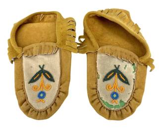 Vintage Beaded Leather Moccasins
