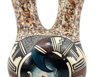 Signed Cahito Navajo Painted Ceramic Wedding Vase
