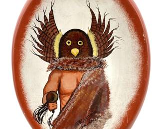 R. Yezzie Owl Kachina Painted Ceramic Vase
