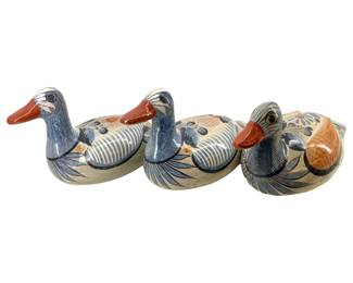 3pc Ceramic Hand Painted Duck Sculptures
