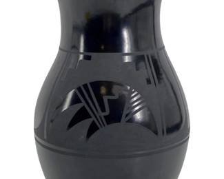 Signed Ada Kai Native American Black Ceramic Vase
