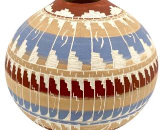 Signed Nicole K. Navajo Etched Pottery
