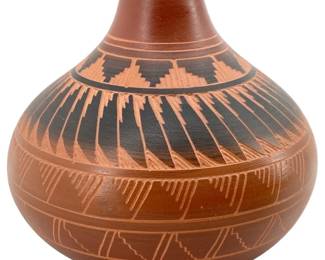 Signed Emest Watchman Jr Navajo Etched Pottery
