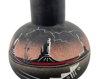 Vintage Signed Jay Navajo Hand Painted Vase
