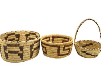3pc Native American Hand Woven Basket Collection
