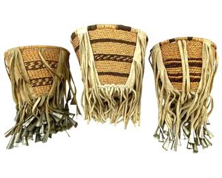3pc. Native American Hanging Wind Chime Baskets
