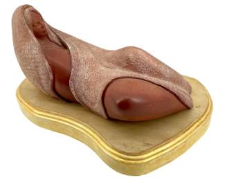 Signed Bochroden Ceramic Sculpture on Wood Base
