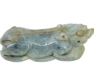 Antique Japanese Carved Jade Mythological Creature
