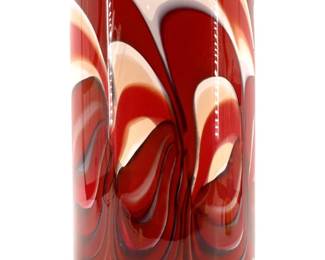 Signed Roger Dali White and Red Art Glass Vase
