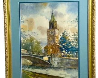 1994 Signed Timtchenko V. Watercolor Cathedral
