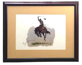 Frederic Remington “A Running Bucker" Print
