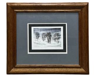 Signed Don Li-Leger “Wolfback In Snowstorm" Print
