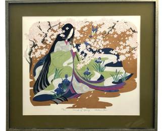 Signed Miharu Lane “Sounds of Spring" Lithograph
