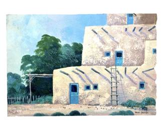 Signed Bruce Haughey Adobe Acrylic on Paper
