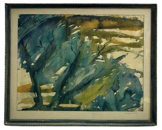 Signed M. Koronakos “Spring Wind" Watercolor
