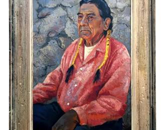 Signed Mark Coomer “Paul Wolf Robe" Oil on Panel
