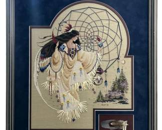 Signed MCR Needlepoint Embroidered Art
