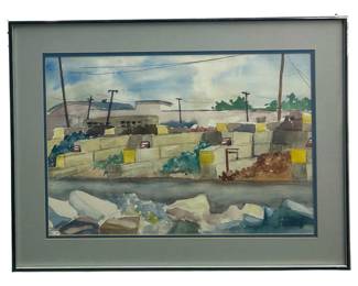 Signed Pat Wolff Watercolor Landscape
