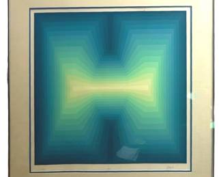 Signed Jergen Peter “Arc" Abstract Blue Lithograph
