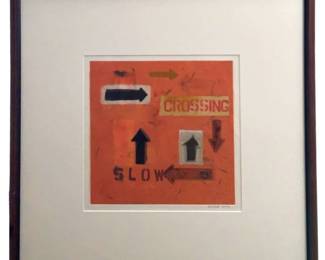 Signed Abstract Mixed Media Lithograph
