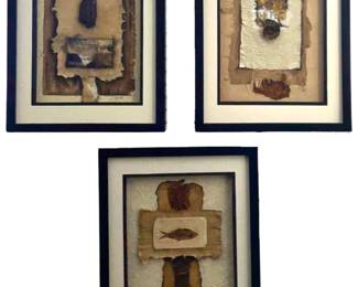 3pc. Signed Deborah Gorton Mixed Media Pieces
