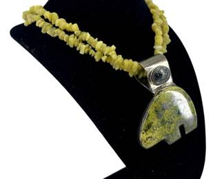 Sterling Silver & Jadeite Pendant Necklace
