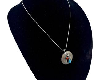 Signed RV Native American Turquoise Necklace
