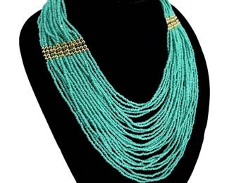 Faux Turquoise Beaded Necklace
