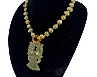 Jade, Spinel & Topaz Pendant Necklace
