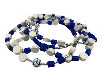 Blue & White Wooden Beaded Necklace

