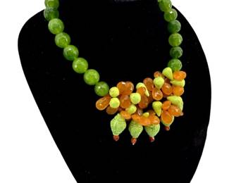 Jadeite & Orange Spinel Necklace
