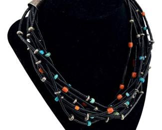 Lula Begay Turquoise & Black Beaded Necklace

