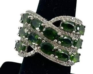 Sterling Silver & Green Tourmaline Ring
