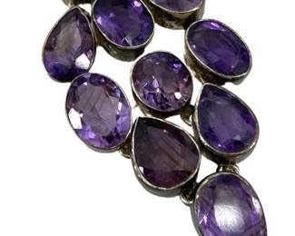 Large Sterling Silver & Amethyst Pendant
