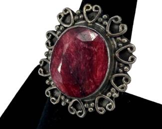 Vintage Sterling Silver & Ruby Ring
