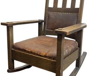 Circa 1908 Stickley Brothers Upholstered Oak Chair
