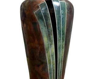 Large Signed Raku Pottery Vase
