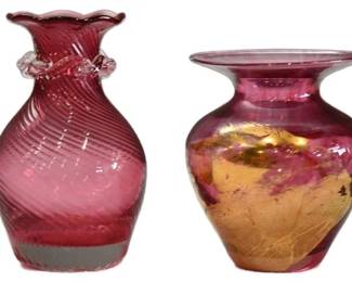 45. Two 2 Vintage Art Glass Vases