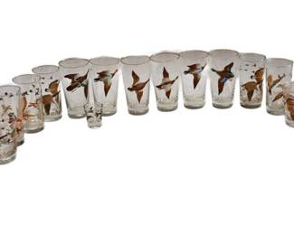 46. Mid Century Bird Themed Glassware Set