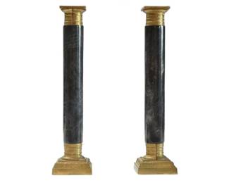 52. Pair Marble and Brass Candlesticks