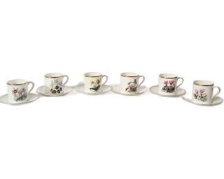132. Six 6 Royal Worcester Tea Cups with Saucers