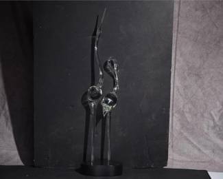 185. Large Art Glass Crane Scupltures