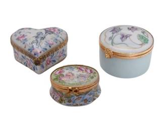 192. Three 3 Porcelain Trinket Boxes