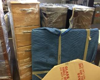 Wood file cabinets, bookcases 