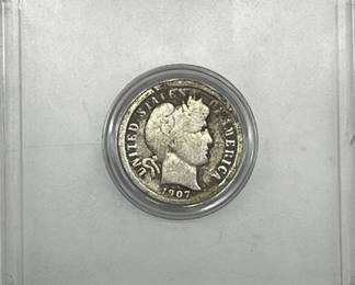Lot 602   6 Bid(s)
1907 US Barber Silver Dime Coin