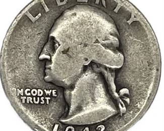 Lot 683   1 Bid(s)
WW2 1942 S Washington Silver Quarter Coin