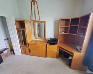 Solid wood office furniture complete with Murphy bed and corner desk with 2 tall bookshelves and large filing  cabinet.  $1200.00
I use a very reputable mover  that is licensed and insured if insured. 