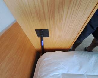 Close up of the tension mechanism for Murphy bed