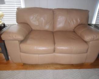 Leather tan love seat